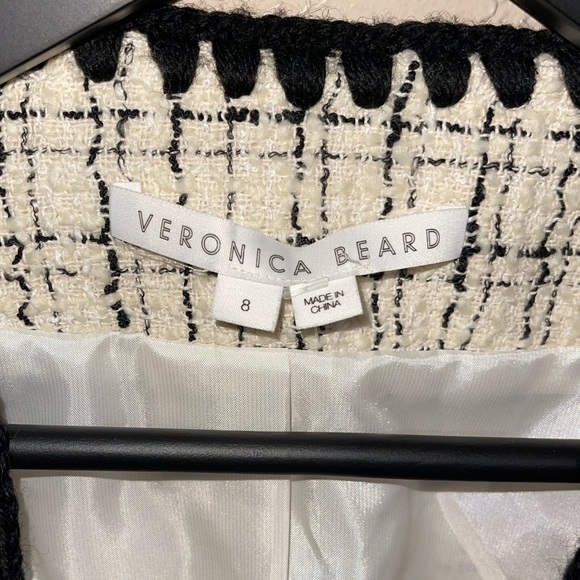 VERONICA BEARD | Albia Black & White Tweed Jacket Size: 8 - Picture 6 of 8
